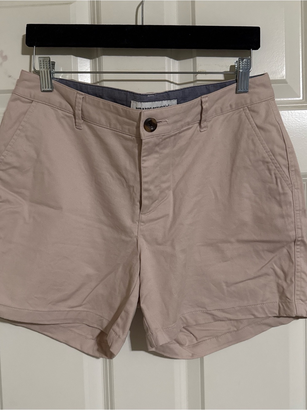 Amazon Essentials Women's Pale Blush Flat Front Chino Shorts